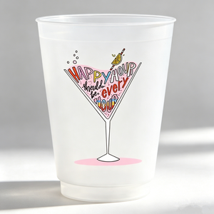 Tazas esmeriladas inastillables de 16oz, tazas de boda personalizadas impresas, tazas esmeriladas reutilizables para fiestas, La Hora Feliz debe ser cada hora - Product Image 1