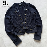 Veste Bomber en Jean Délavé Style Napoléon LARSUR, Coupe Slim, Col Montant, pour Moto, Veste Hussar en Jean Court