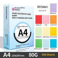 Paquete a Granel de Papel Fotocopia de Colores, Surtido de Diez Colores, 500 Hojas A4, 80gsm