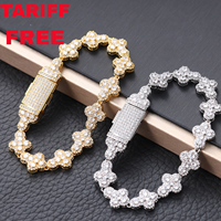 TOP ICY Iced Cubic Zirconia Cloud Hiphop Chain & Link Bracelet Géométrique Plaqué Or Laiton avec Zircon pour Femme & Homme Cadeau