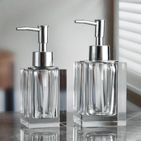 Vente en gros de distributeurs de savon pour salle de bain et cuisine, flacon transparent en cristal gris champagne