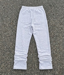Pantalon de survêtement gris pour homme, logo personnalisé, cordon de serrage à la jambe gauche, taille élastique, style décontracté, 100 % coton tricoté, poids moyen, automne - Product Image 2