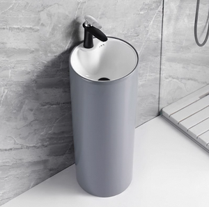 Elegante Lavabo Moderno Ovale in Ceramica Monoblocco da Pavimento, Capacità 12L, Marca BTH, Facile da Pulire, Finitura Lucida, Garanzia 3 Anni - Product Image 1