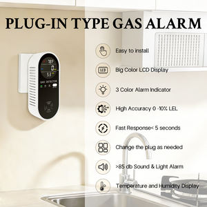 Detector de gas con alarma de CO enchufable Temperatura en tiempo real (-10 ~ 50) Humedad (0% ~ 95%) Pantalla Analizadores de alarma de sonido de pantalla de 2,0" - Product Image 5