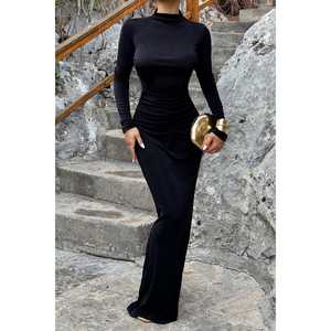 ชุดเดรสวินเทจสีดำ ลายดอกไม้คุณภาพสูง ทรงเอ็มไพร์ ตัดเย็บตามสั่ง ความยาวระดับเข่า ฟรีไซส์ สำหรับใส่ในช่วงกลางวัน ฤดูใบไม้ผลิ ฤดูใบไม้ร่วง - Product Image 5