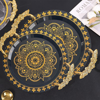 Plateau en plastique bronzé de style européen Luckygoods SL260606, écologique, pour fêtes, vente en gros, luxe léger nordique, hôtel, mariage