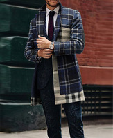Manteau d'hiver mince et décontracté pour hommes avec col montant Manteau long de la mode britannique