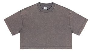 Maglietta da <span class=keywords><strong>donna</strong></span> <span class=keywords><strong>oversize</strong></span> di alta qualità con lavaggio acido Top Crop personalizzato alla moda all'ingrosso Top camicie - Product Image 4