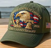 Gorras Patrióticas Ajustables con Estampado Retro del Águila Calva, Edición 2026, de Alta Calidad, para el 250 Aniversario de EE. UU., con Efecto Desgastado