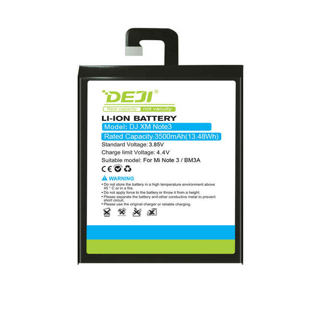 DEJI Factory Custom Logo High Capacity 3500mAh Replacement Lithium Ion Digital Batteries Battery for Xiaomi Note 3 Mi Note3 BM3A