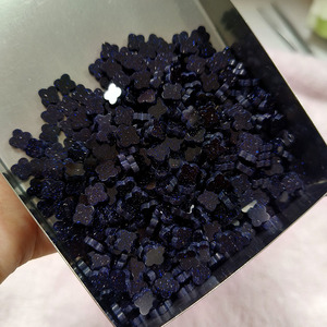 Gemas Naturales de Arenisca Dorada/Azul/Negra de 7mm, Cuentas Planas Dobles con Forma de Trébol de Cuatro Hojas Azul Estrellado para la Fabricación de Joyas - Product Image 6