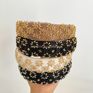 Belleworld Bulk Nieuwe Stijl Modieus Hoofdstuk Sieraden Fancy Kralen Haarband Kristallen Zaad Kralen Spons Hoofdband Voor Vrouwen Meisje