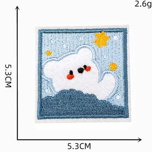 New <b>Cute</b> Iron on Embroidery square White <b>Bear</b> Patch for Decoration - Product Image 3