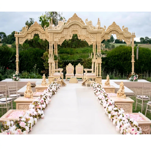 Mandapam en fibre aspect bois pour mariage en extérieur, thème paon, personnalisable, expédition mondiale, DST Exports - Product Image 1