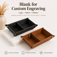 Plateau de rangement divisé en similicuir PU personnalisable au laser, moderne et luxueux, pour salle de bain, bureau, organisateur de maison, cadeau