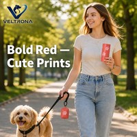 Sacs à déjections canines perforés en plastique, rouleaux de recharges pour distributeur, motif patte de chien, rouge corail rose