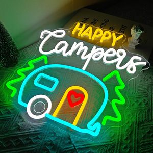 Happy Campers Letreros Neon LED indoor hanging ambient light shop <b>sign</b> wall decoration light entrance indicator light 5V 12V - Product Image 6