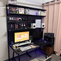 Bureau d'ordinateur avec étagère, table d'étude avec panneau perforé