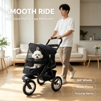 Poussette pliable à 3 roues JXB PG8450 pour chiens et chats de petite et moyenne taille jusqu'à 25 kg