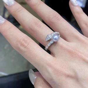 Juego de Accesorios 10571DIY, Plata S925 y Anillo de Doble Perla, 6-8mm, Redondo, Vacío, Juego de Joyería de Serpiente Espiritual - Product Image 3