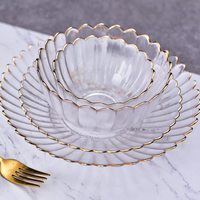 Nordic Style Kant Gouden Rand Glazen Kom Set Voor Thuissalade Dessertschaal Fruit Snackplaat