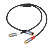 Câble adaptateur audio RCA Y 2 en 1 tressé en PVC de 0,5 m, 1 mâle 2 femelles, double blindage, pour amplificateur, caméra, TV, home cinéma
