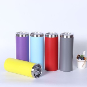 Vaso térmico personalizado de acero inoxidable de doble pared con recubrimiento en polvo de 20 oz, botella de agua delgada para sublimación con tapa - Product Image 4