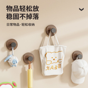 Wood Grain Suction Cup <b>Hooks</b> Wall Mounted Punch Free Clothes Organizer For Bathroom <b>Kitchen</b> Entrance Cabinet Door - Product Image 4