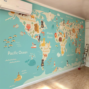 Papier peint <span class=keywords><strong>3D</strong></span> cartes du monde personnalisées pour chambre d'enfant - Product Image 3