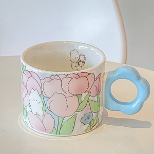 Lelyi 하이 룩스 인 튤립 세라믹 컵 가정용 귀여운 커피 컵 기념품 도매 - Product Image 5