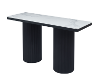 Table console moderne en pierre frittée, base cannelée de luxe, table d'entrée, table d'appoint nordique avec plateau en marbre pour salon