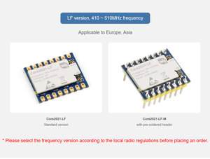 โมดูลรับส่งสัญญาณ LoRa แบบดูอัลแบนด์ Core2021 LF/HF, ซับ-กิกะเฮิรตซ์, 2.4 กิกะเฮิรตซ์ และ 1.5~2.5 กิกะเฮิรตซ์, IoT LoRaWAN หลายโปรโตคอลที่ใช้พลังงานต่ำ - Product Image 2