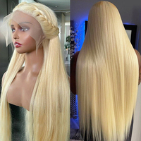 Peluca de Cabello Humano Virgen Natural de 40 Pulgadas, 613 13x6 HD, Transparente, Sin Pegamento, Color Rubio Indio Peruano, Personalizable para Mujeres