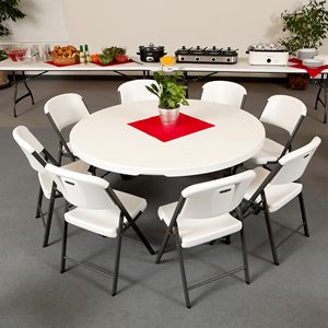 Wholesale Dining White Event Party Foldable <b>Round</b> <b>Table</b> Wedding Outdoor Folding 60 Inch Plastic <b>Tables</b> for Events Party - Product Image 5