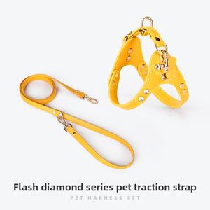 2025 nouvelles innovations en cuir personnalisé chat chien poitrine harnais Traction corde collier petit et moyen chien chien harnais - Product Image 2
