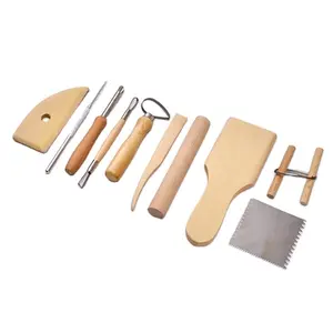 Ferramentas de escultura em argila DIY, 10 peças, ferramentas feitas à mão em madeira e argila de polímero