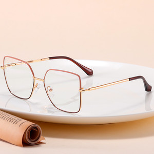 81160, venta al por mayor, monturas de anteojos grandes de Metal, gafas de bloqueo de luz azul cuadradas de gran tamaño Unisex, gafas ópticas con logotipo personalizado - Product Image 1