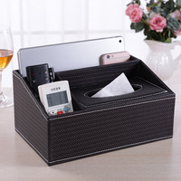Boîte à mouchoirs moderne multifonctionnelle en cuir Salon Table basse Bureau Télécommande Rangement Boîte cadeau Logo imprimé