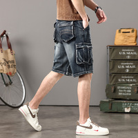 Shorts en jean multi-poches amples pour hommes, style japonais, grande taille, vêtements de travail, jorts cargo pour hommes, vente en gros