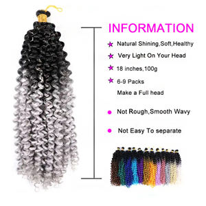 Gran oferta, extensión de cabello trenzado con ondas de agua de 100g y 14 pulgadas, cabello bohemio con ondas de playa con ganchillo, pelucas de rizos sintéticos 100% - Product Image 5