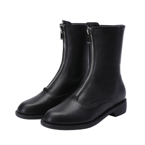 נעלי עור סיטונאיות בהתאמה אישית נעלי עור אדום מסוגנן קטיפה חורף שטוחים באמצע עגל נשים שטוח - Product Image 6