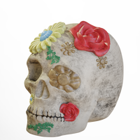 Ornement floral coloré mexicain en résine fait sur mesure pour la Journée des Morts, décoration d'Halloween pour la maison, vente chaude en Chine