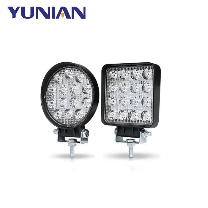 Barre lumineuse de travail à led, 4 pouces, 48W, 42W, faisceau rond et carré, lampe de travail pour voiture tout-terrain, 4x4, 24V, 12V