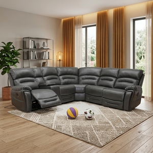 Canapé d'angle inclinable moderne en similicuir, sectionnel, pour home cinéma, salon ou salle de séjour - Product Image 3