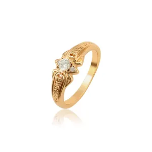 15902 旭平首饰时尚黄金戒指新品到货淑女简单的法令》 18k 金镀锆石戒指