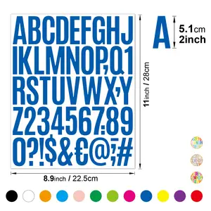 15 Colors Vinyl Large Letter Stickers 2 Inch Alphabet Stickers Label Self Adhesive For Classroom Bulletin Board Mailbox DIY