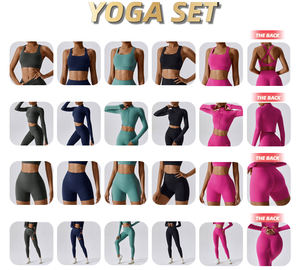 YOKE Conjunto Deportivo de 4 Piezas con Logo Personalizado Ropa de Atletismo Fitness y Yoga para Mujer Ropa de Entrenamiento para Gimnasio - Product Image 3