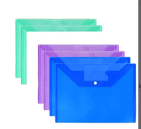 Porte-documents en plastique transparent A4 avec logo personnalisé imprimable, fermeture à bouton, sac de rangement pour documents pour l'école et le bureau