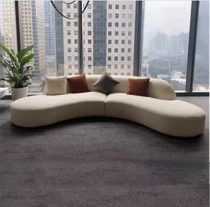 Juego de sillón reclinable de madera de terciopelo de diseño minimalista moderno sofá curvo para casa, villa, Vestíbulo de hotel, sala de estar de apartamento - Product Image 4