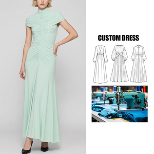 <span class=keywords><strong>Abito</strong></span> da sera a <span class=keywords><strong>mezza</strong></span> <span class=keywords><strong>manica</strong></span> da donna a pieghe di fascia alta personalizzato di marca <span class=keywords><strong>abito</strong></span> da sera di nicchia <span class=keywords><strong>lungo</strong></span> fresco di temperamento - Product Image 1